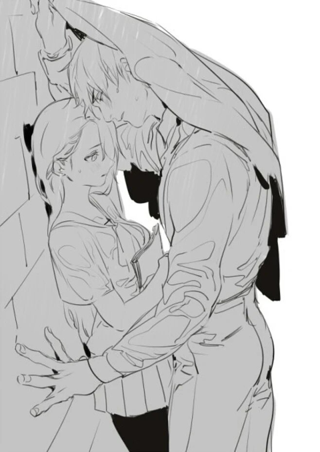 绘画线稿斯哈壁咚动作参考