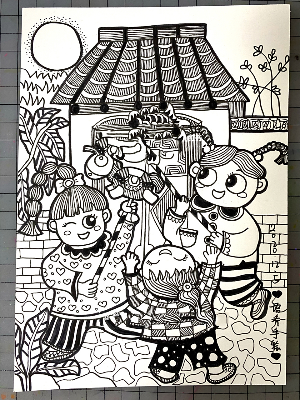 新年主题线描画|儿童画|附步骤图 新年的主题线描画 它来啦 它来啦