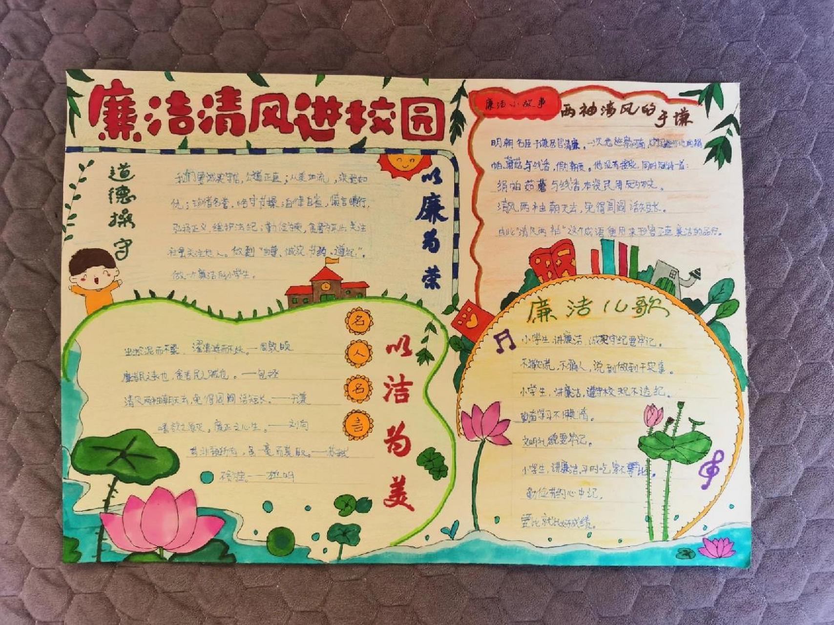 有关廉洁 廉洁清风进校园～的手抄报 有关廉洁 廉洁清风进校园～的手