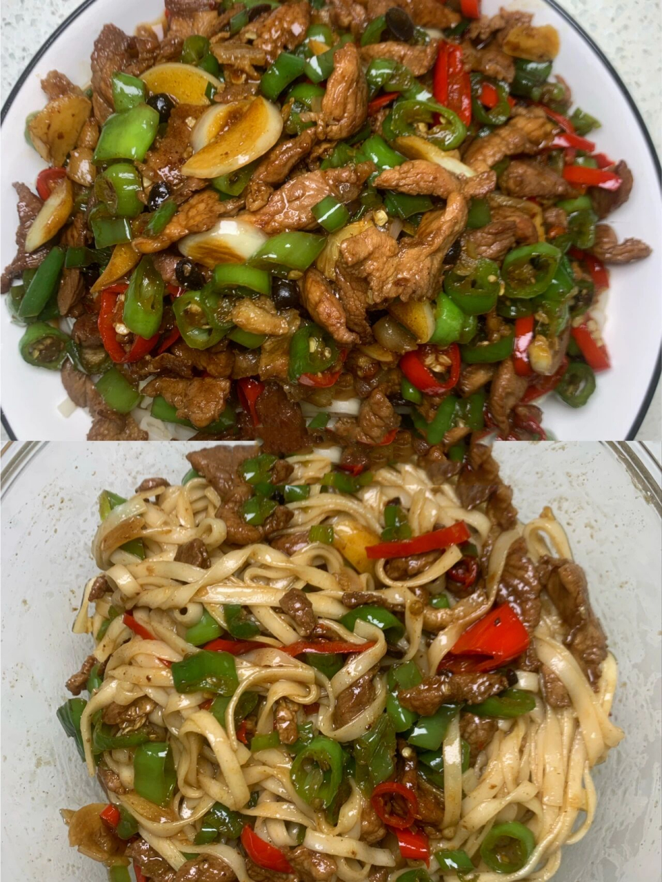 辣椒炒肉盖浇面,不好吃来打我系列97 准备材料:五花肉和前腿肉 青红