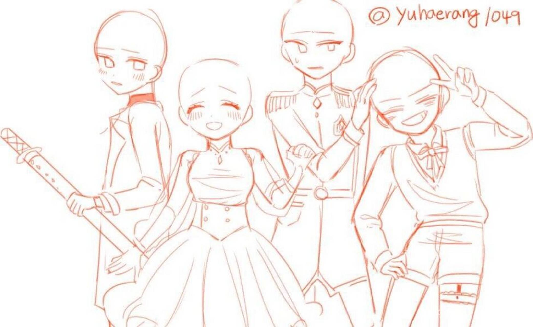 少年时期宫廷风多人互动模板素材