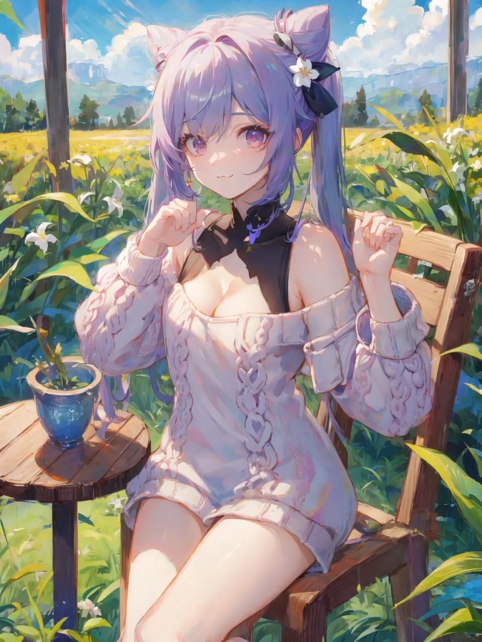 ai绘画:刻晴羊毛衫合集 这样的羊毛衫能保暖吗?美就完事了!