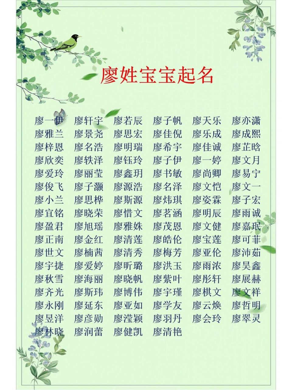 廖姓宝宝起名改名|男孩女孩名字大全 9797廖姓男孩女孩名字大全