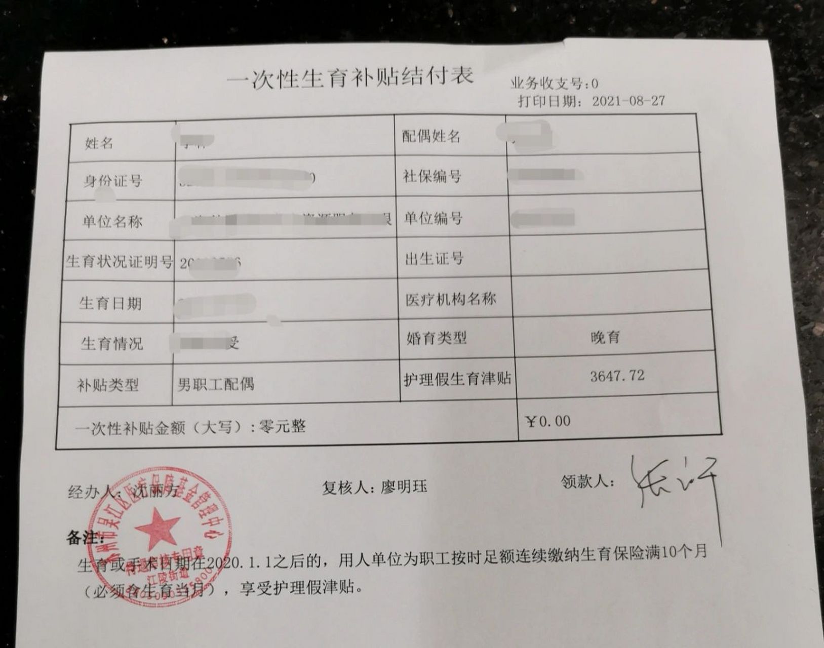 女方的叫生育津贴!