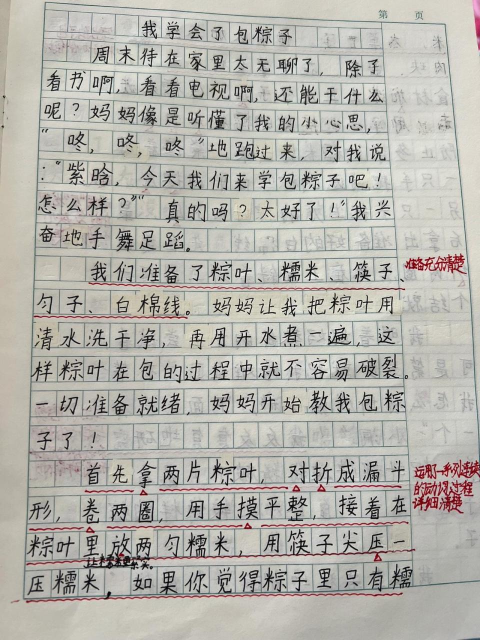 包粽子的步骤作文图片