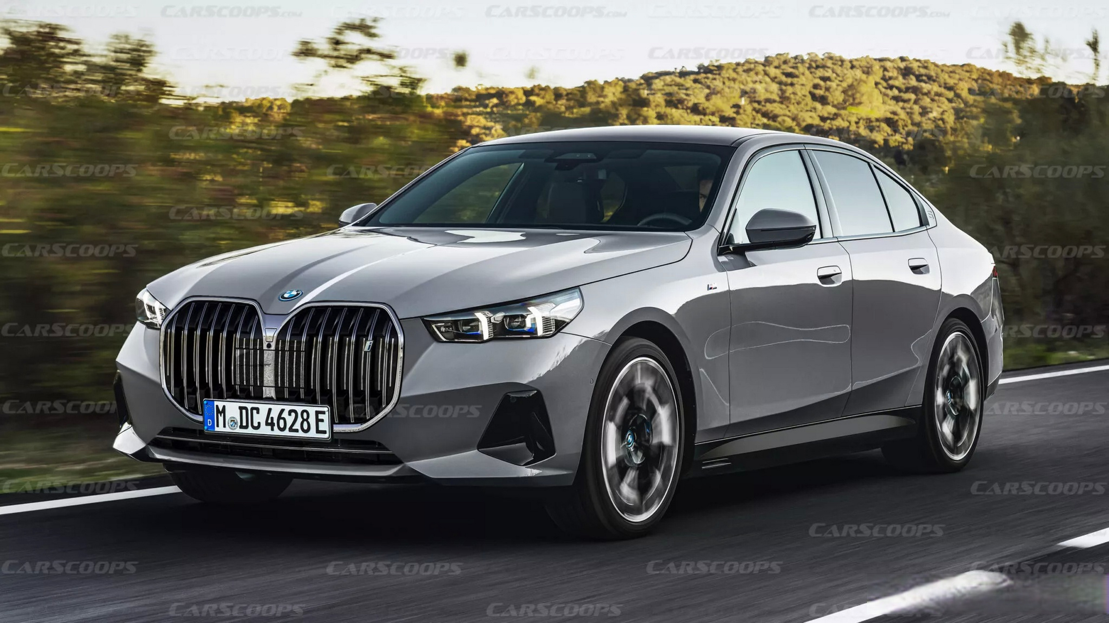 外媒绘制的宝马5系假想图:假如新5系采用了7系同款的大鼻孔中网,你