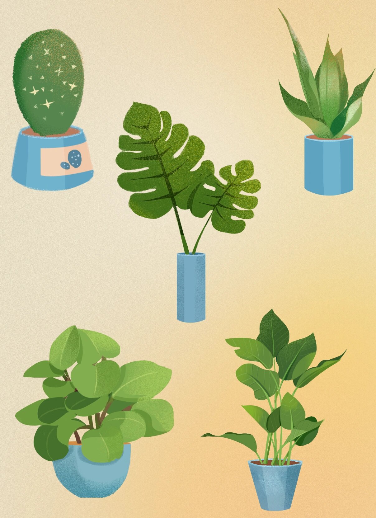 ins风绿植盆栽00免抠素材|手帐贴纸