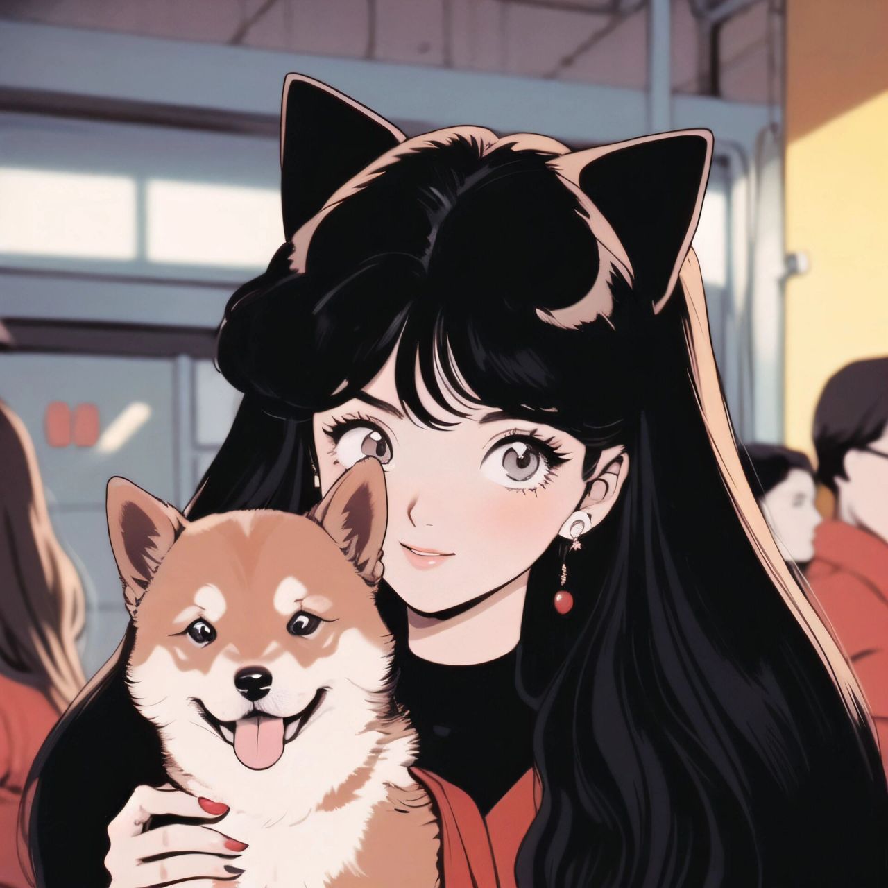 旧漫头像|复古风御姐和她的柴犬