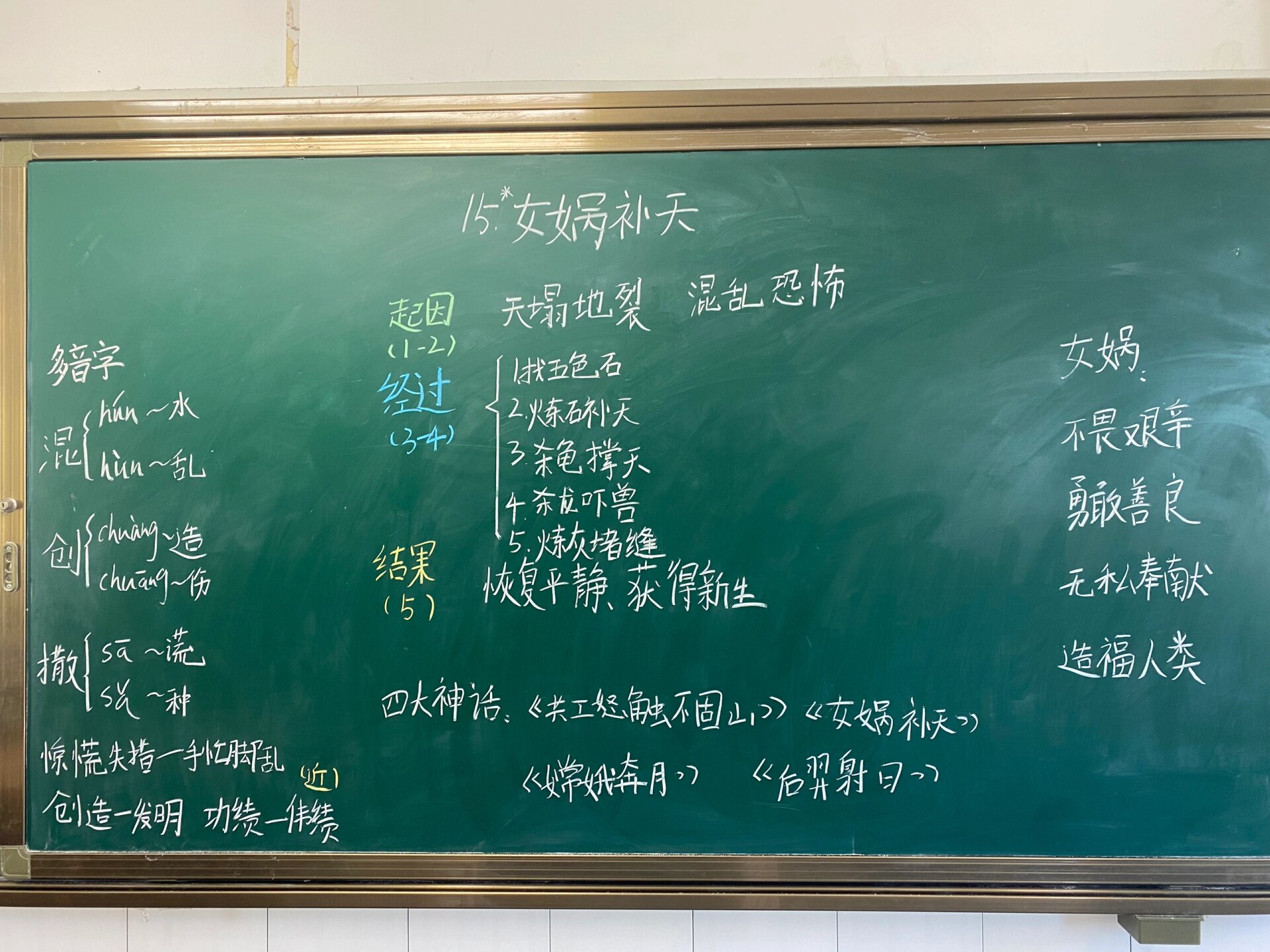 四上语文  第15课《女娲补天》板书设计