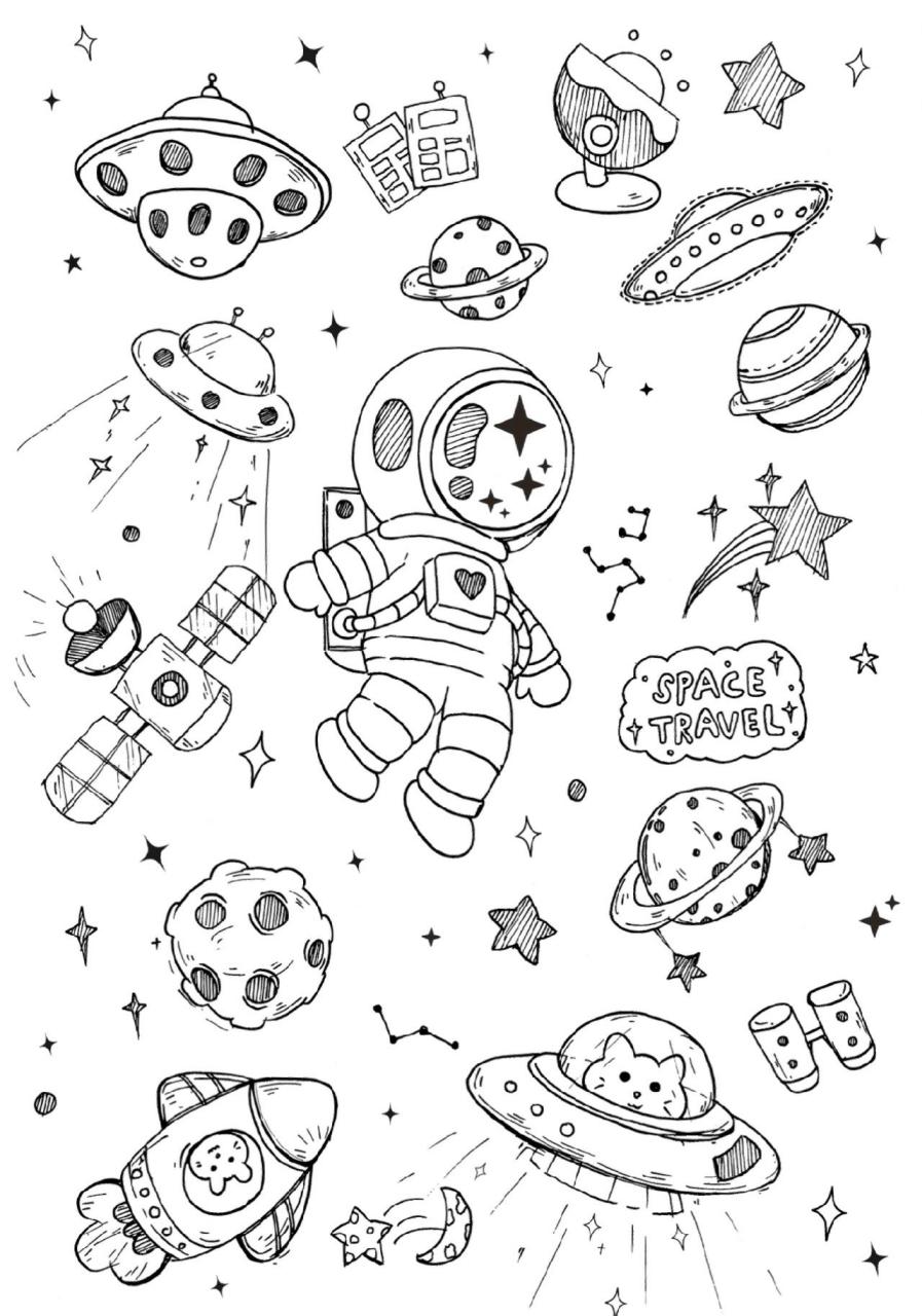 太空科技类简笔画素材线稿 你想要的太空科技类简笔画来了～ 工具