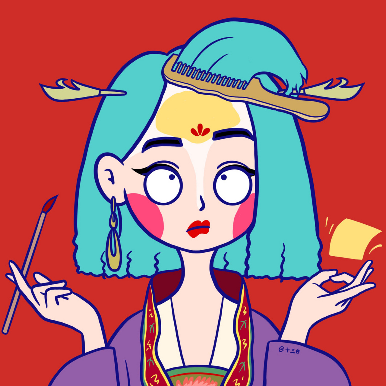 我的漫画人物白加加 花木兰仿妆插画 刘亦菲 女生头像 迪士尼花木兰