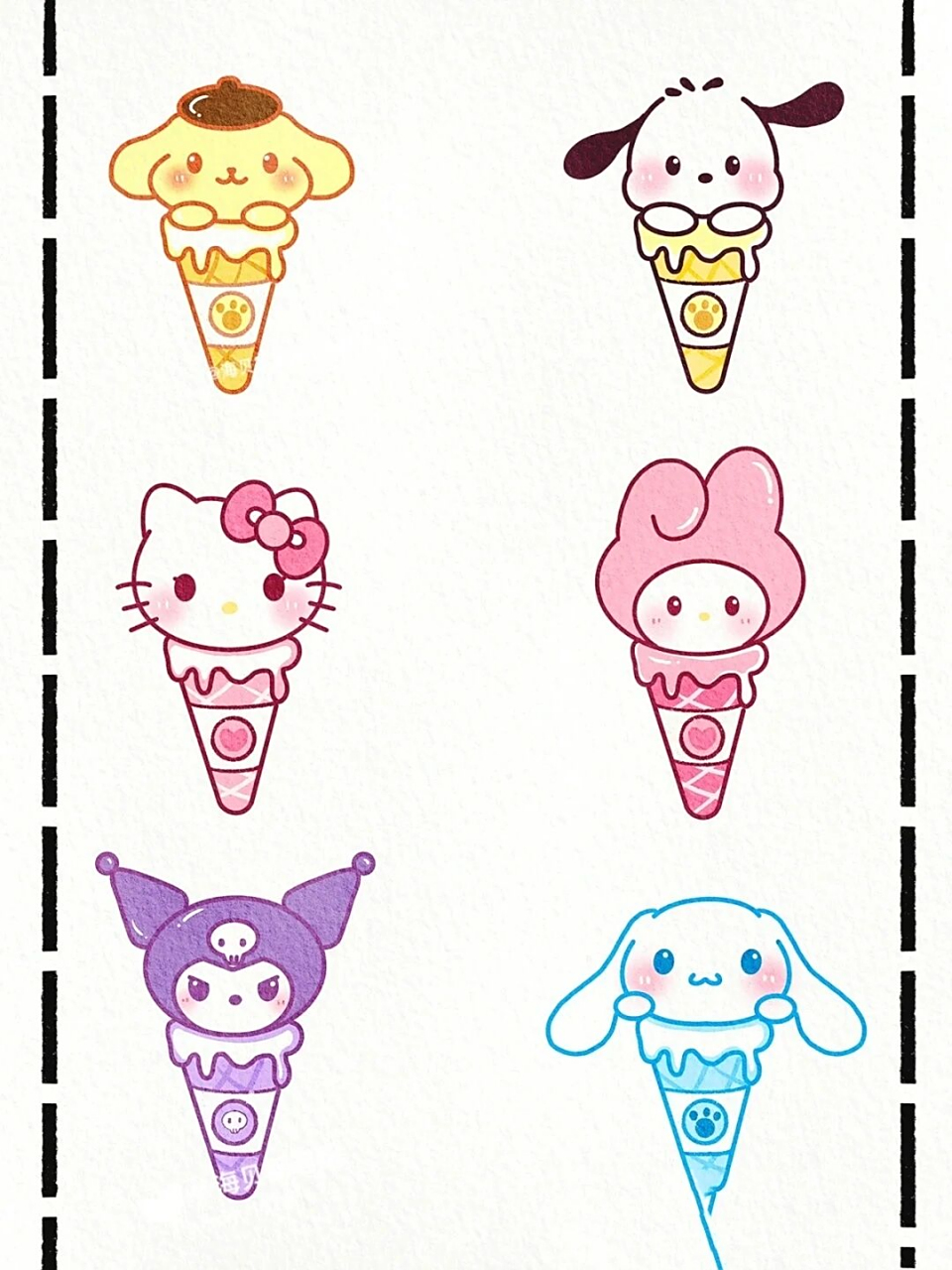 三丽鸥冰激凌可爱简笔画