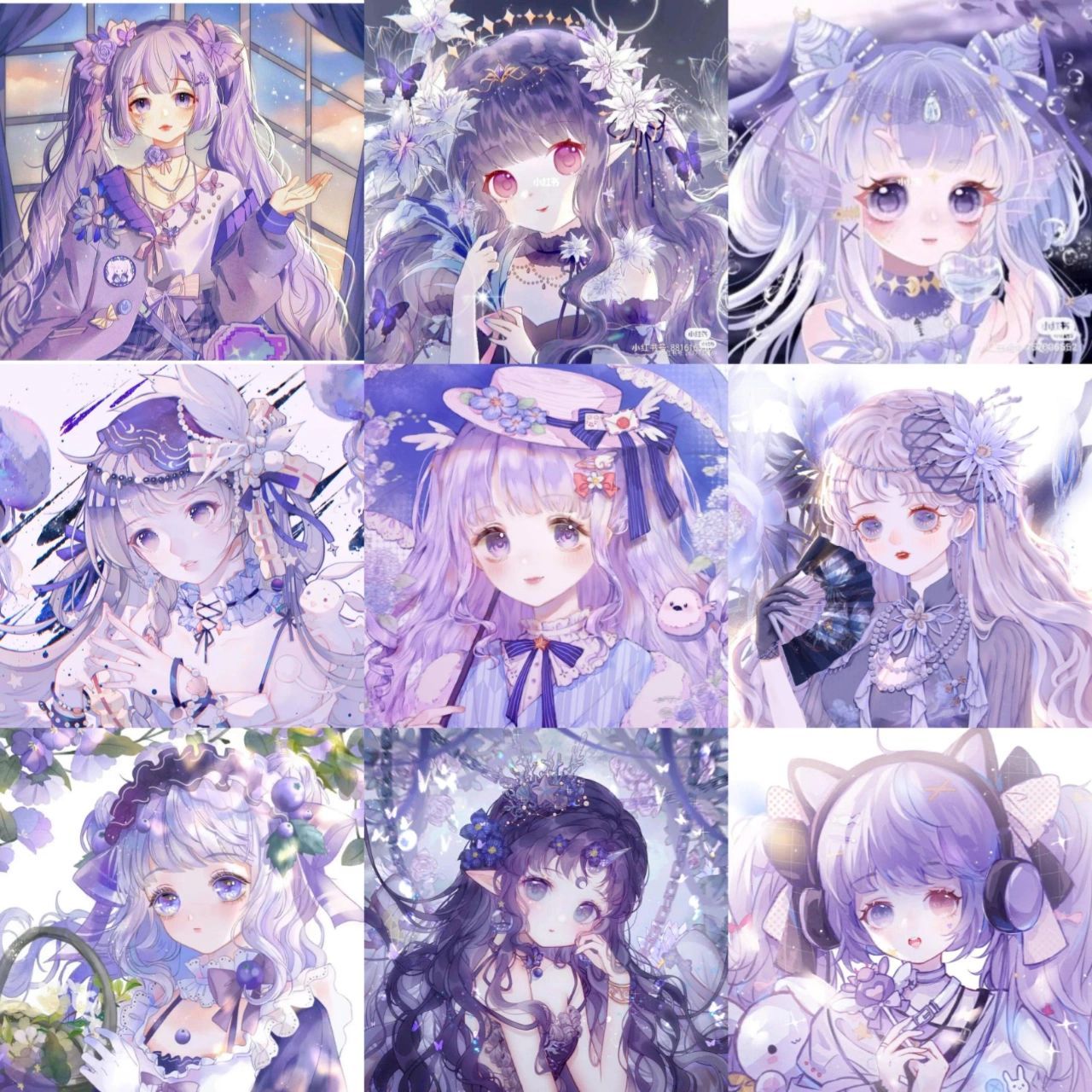 紫色系少女心头像,二次元少女