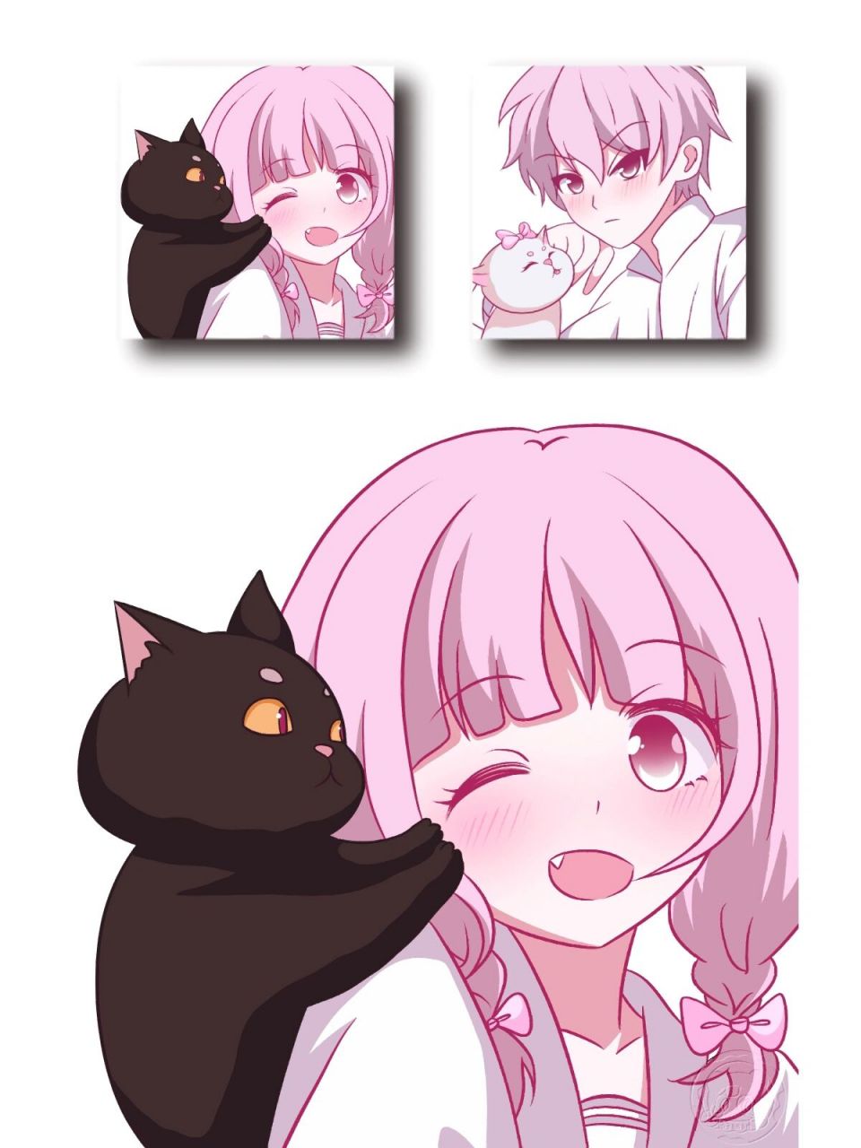 她和她的猫 他和他的喵 #动漫头像# #情侣头像# #情头# #猫# #可爱