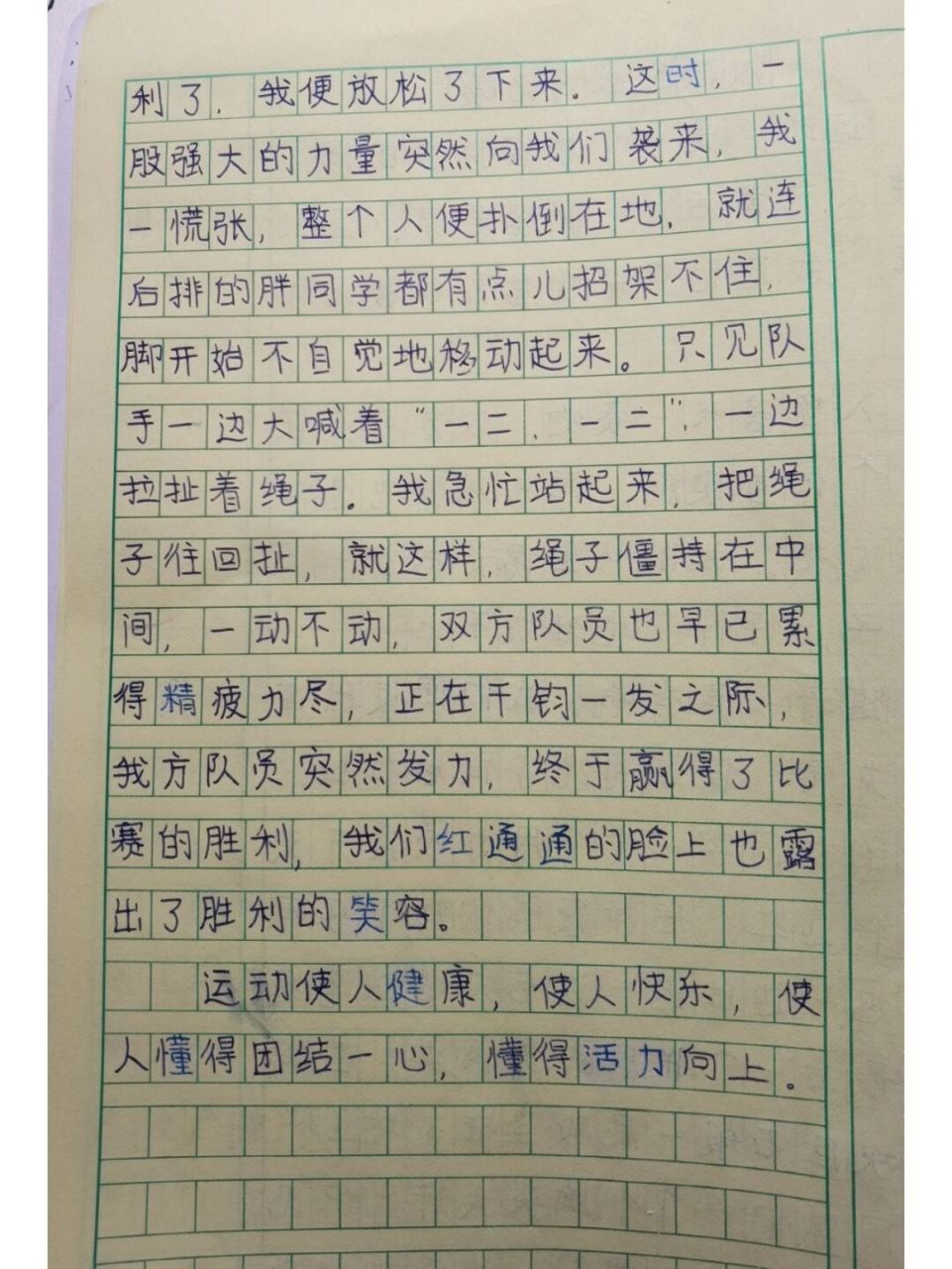 六上作文《激烈的拔河比赛》 