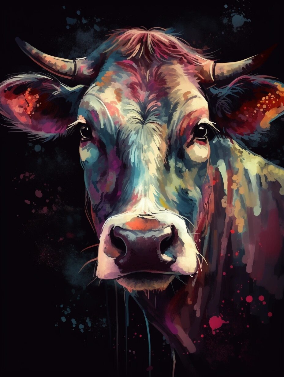 牛气冲天-国风彩墨十二生肖头像插画系列⑥