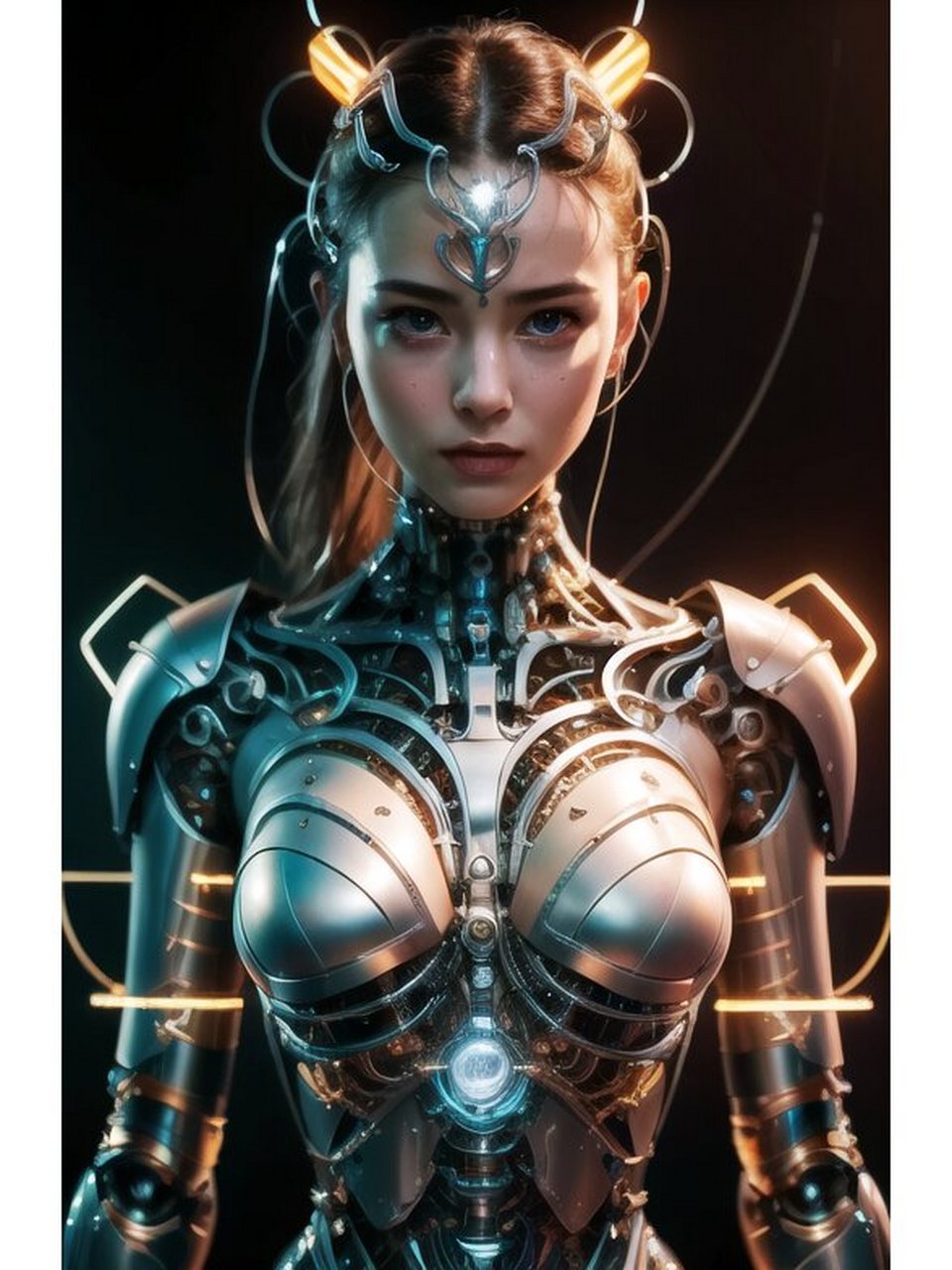 ai绘画 未来科技的女机械战士