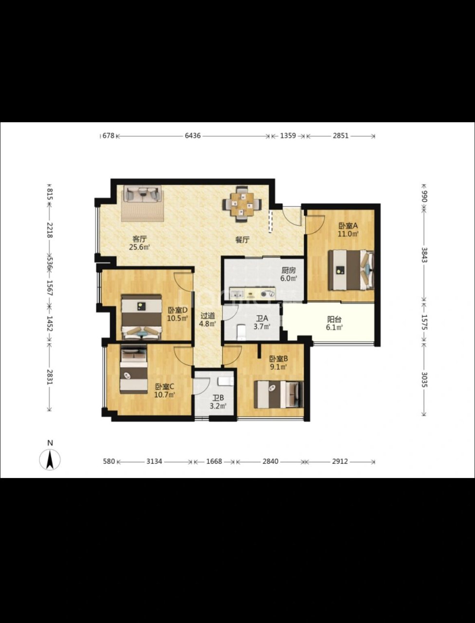 天府新区 金棕榈  精装套四  拎包入住 金棕榈明星户型,赠送一个房间
