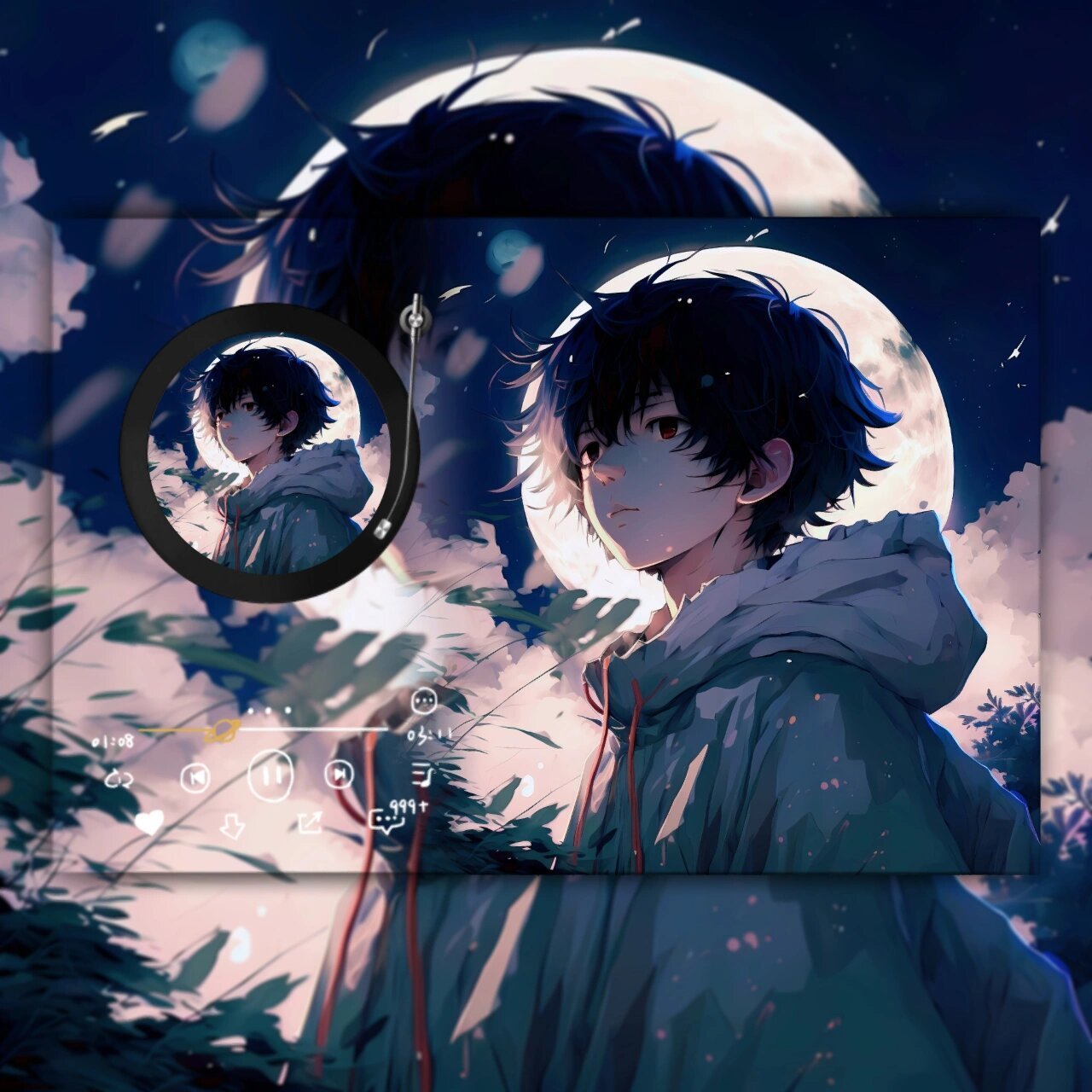 动漫男头(月下少年) #ai绘画# #优质头像# #动漫男头