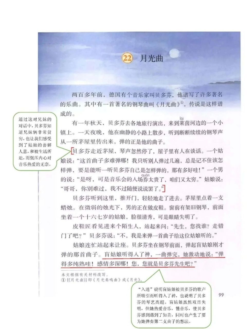 六上第22课《月光曲》课堂笔记 #小学语文怎么学# #小学语文课堂笔记