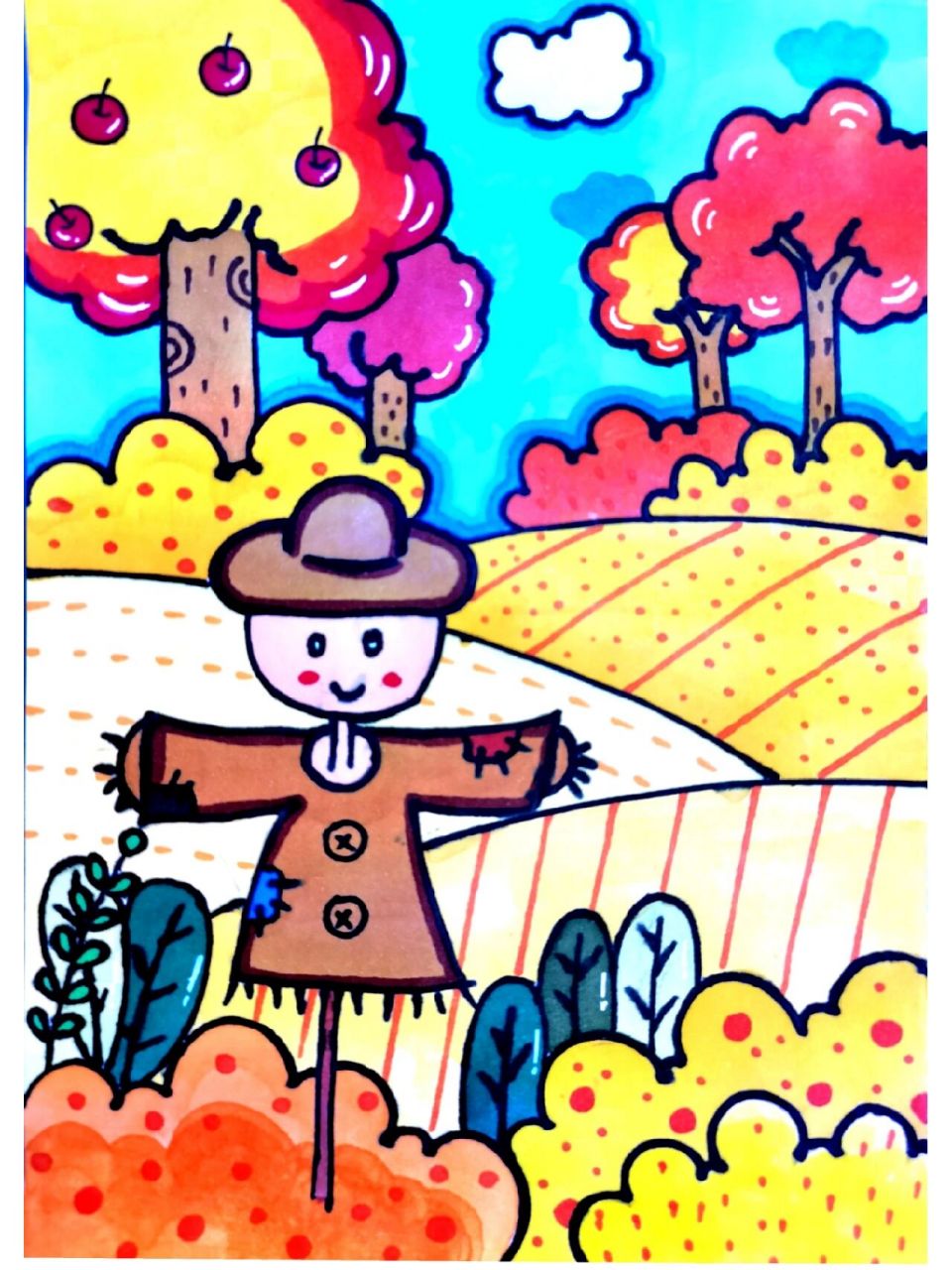 秋天的图画儿童画简笔图片