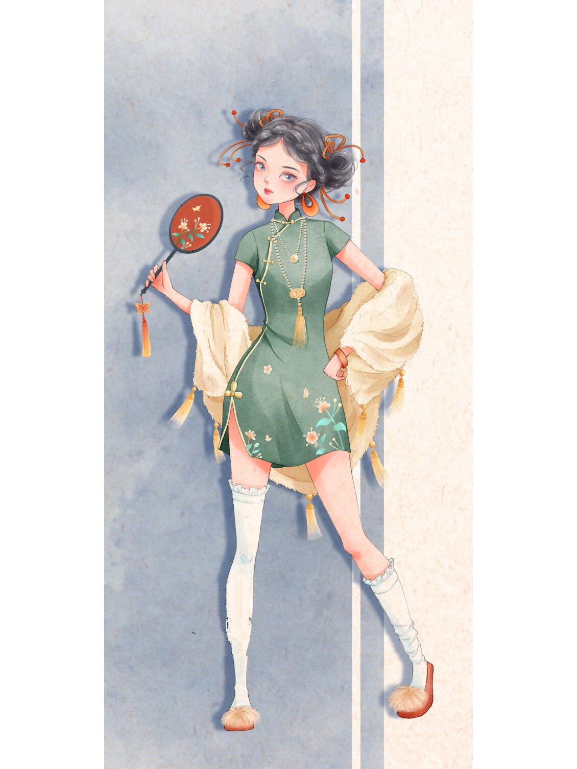 ipad绘-穿旗袍的小姐姐|中国风|绘画步骤