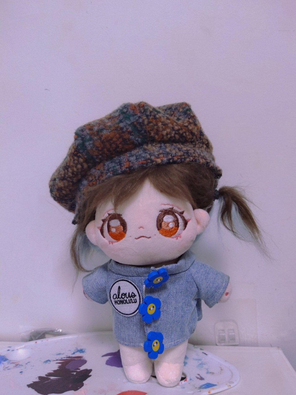 八角贝雷帽/图纸教程/棉花娃娃20cm娃衣 这个娃娃的头围是34.