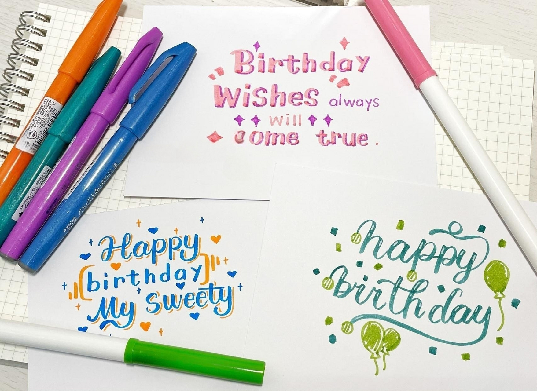 brushlettering|生日贺卡92 今天继续写生日贺卡哦～最近有朋友生日