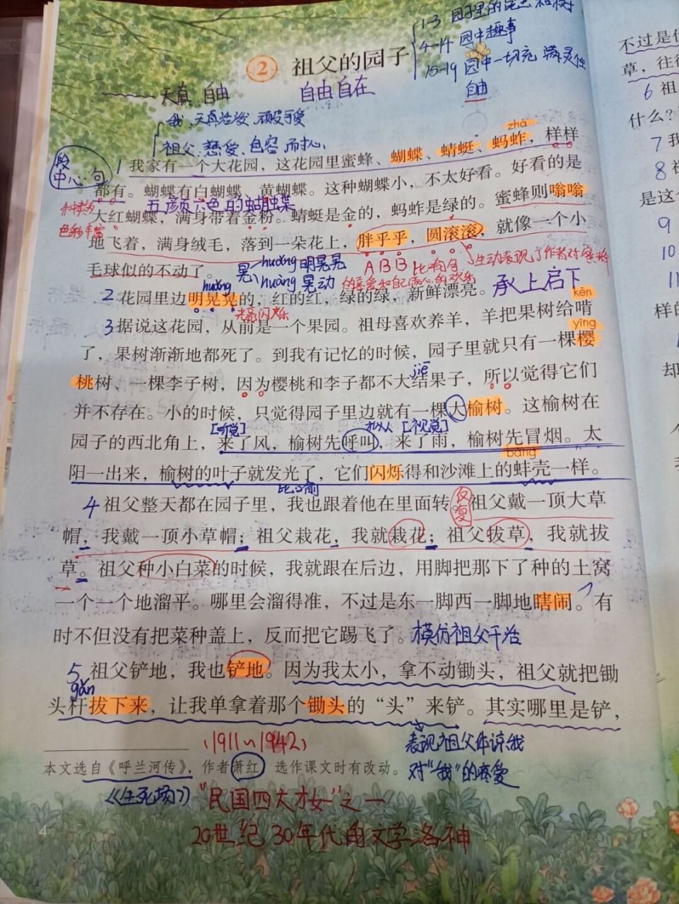 第2课 祖父的园子 #五年级下册语文# #语文# #语文笔记# #小学语文