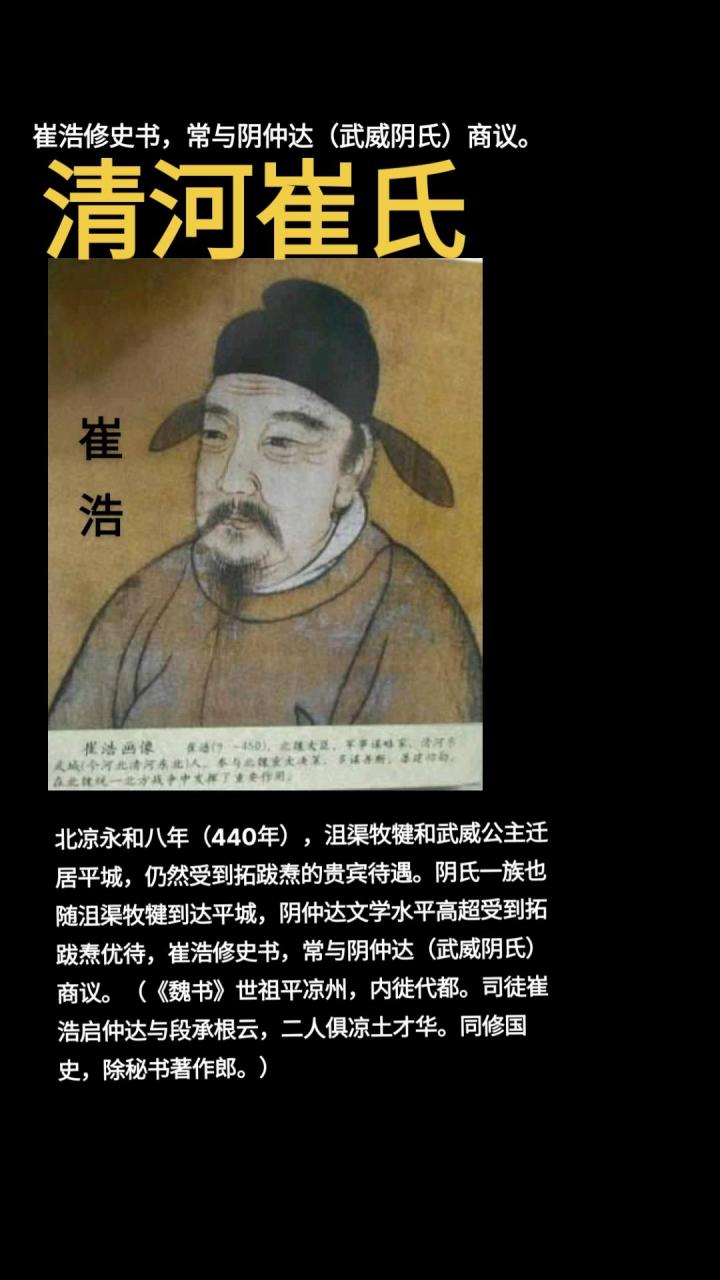 北魏史学家崔浩修史书,常与阴仲达