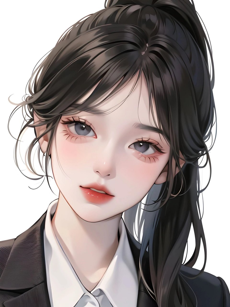 黑色高马尾篇 #新头像的魅力# #气质美女# #女生头像#  #动漫女生头像