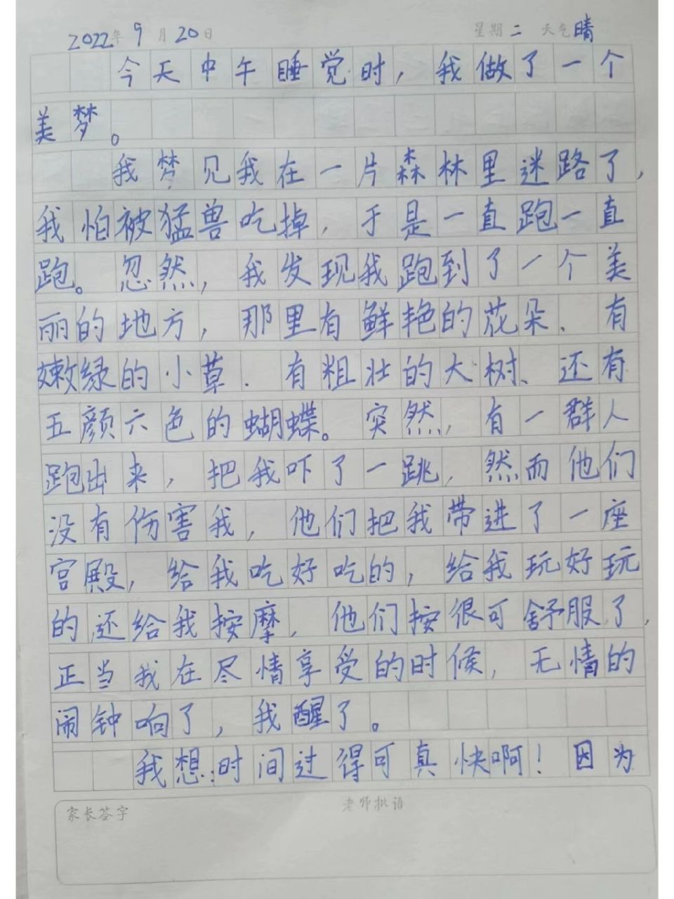 三年级小学生日记95白日做了个美梦 娃昨天晚上刚写的日记 我称之为