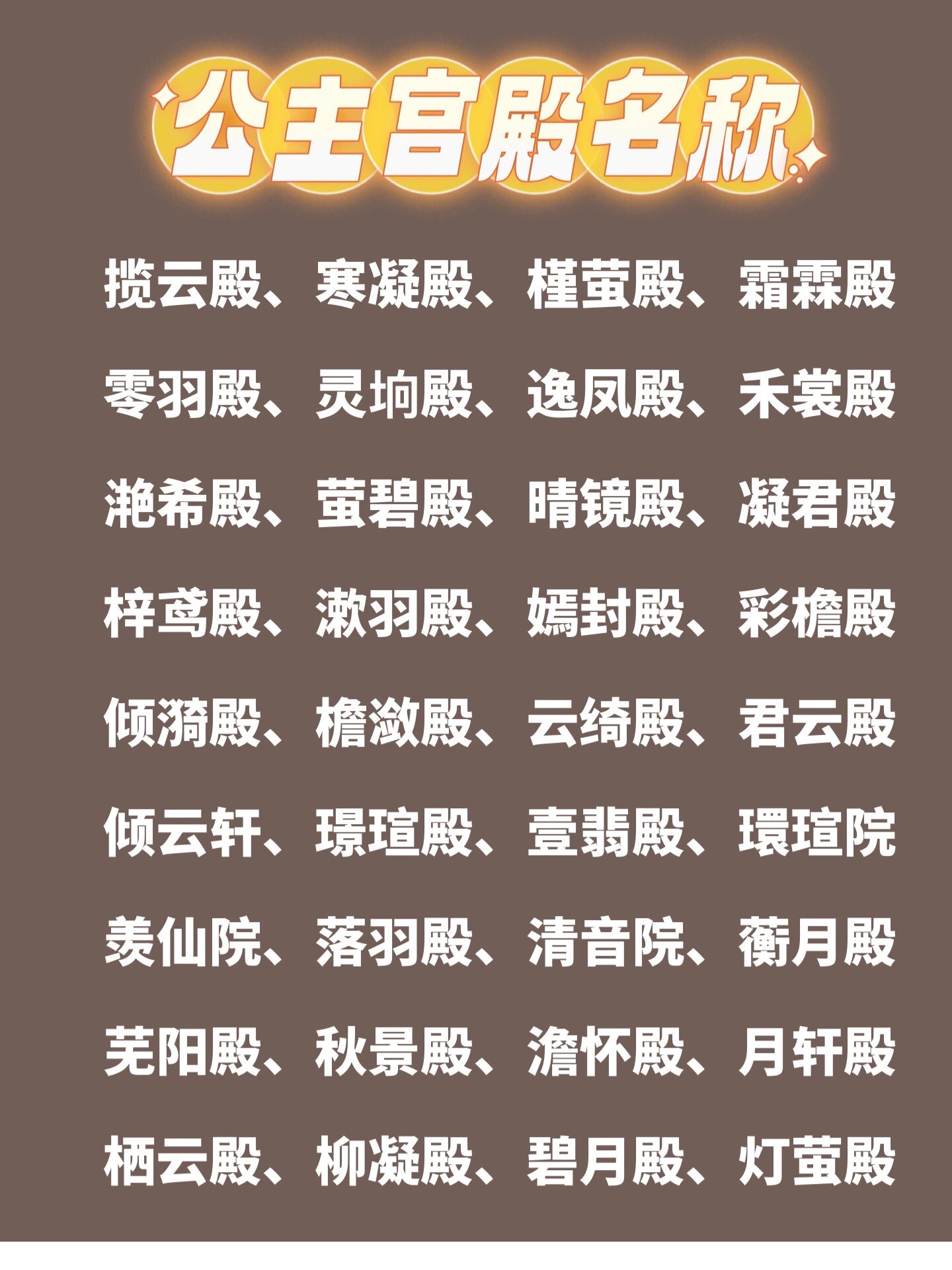 长公主宫殿名称大全