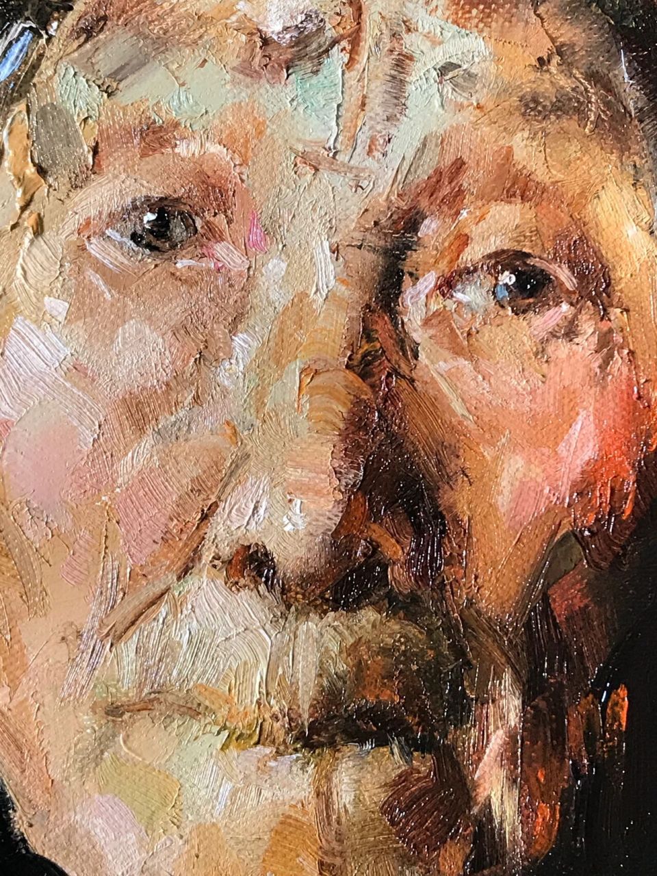 油画直接画法之刮刀大法 画的学员的外婆 40*50cm布面油画 一个半小时