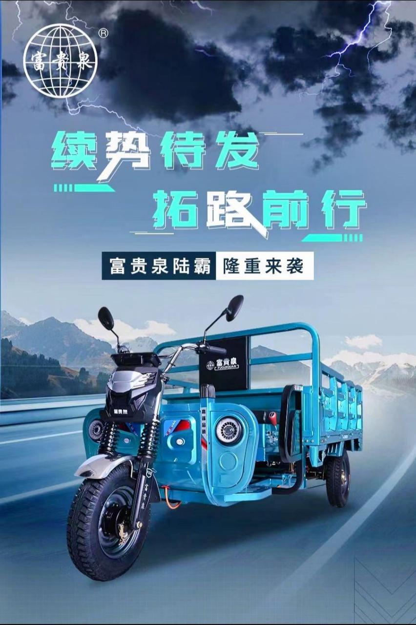 富贵泉高端电动三轮车 配置:陡坡辅助起步不后退,下坡缓降功能,倒车