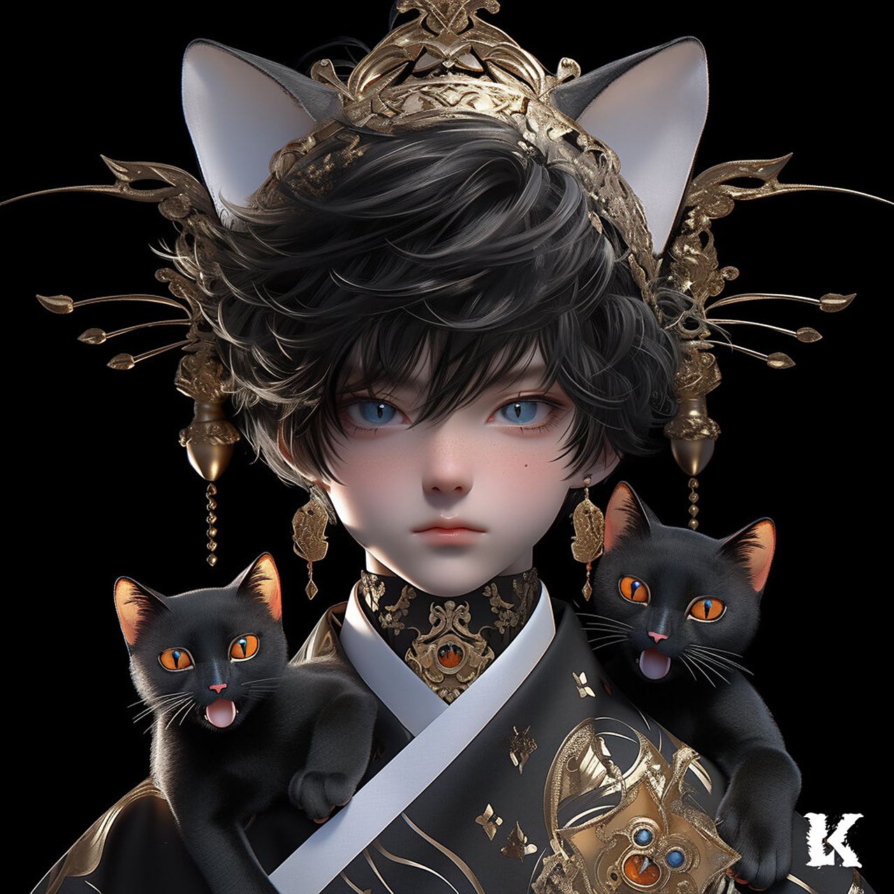 中国风——可爱猫咪拟人小男孩头像