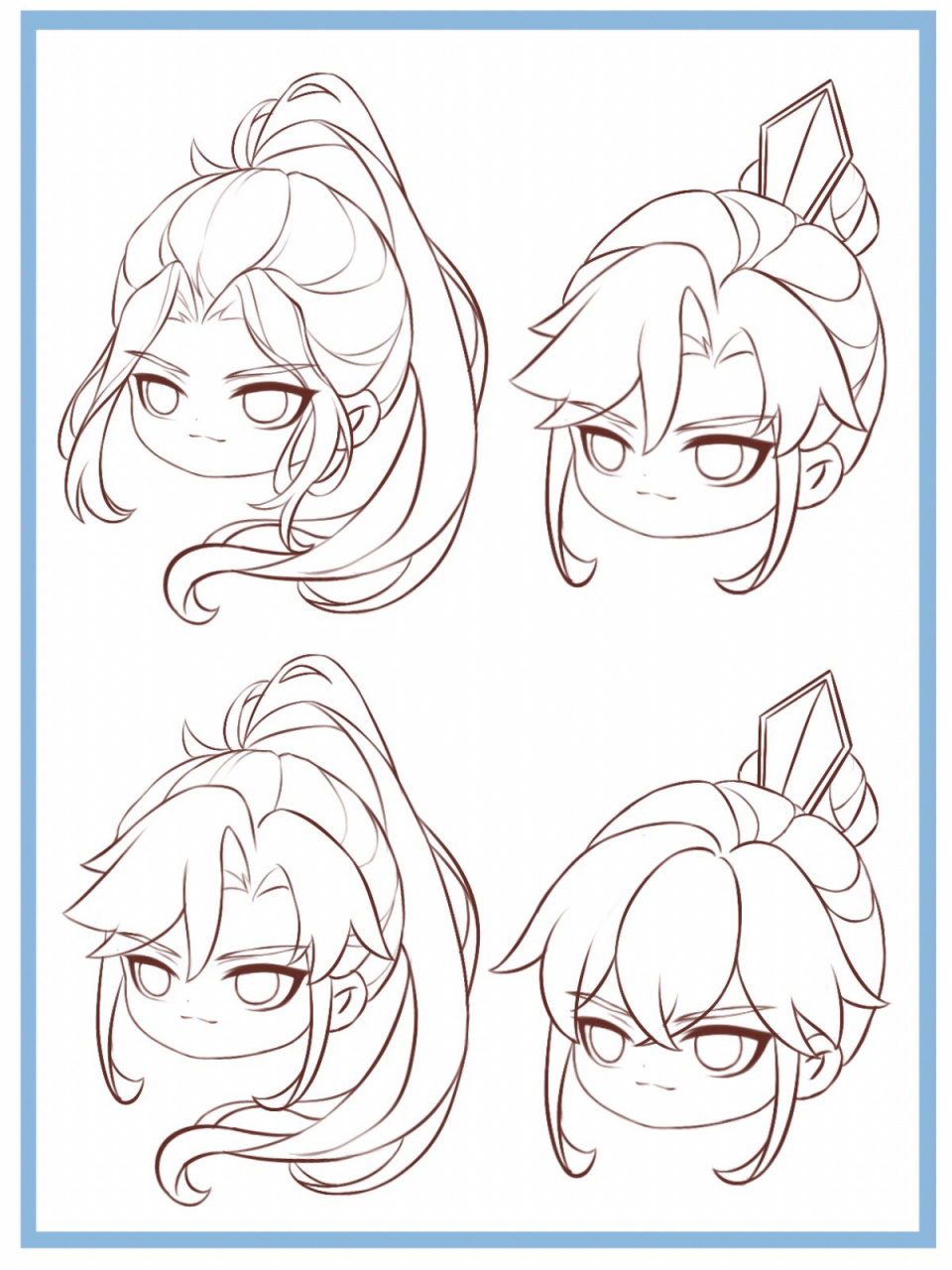 男生发型画法,画的时候可以先把完整的裸头画出来,在此基础上加头发能