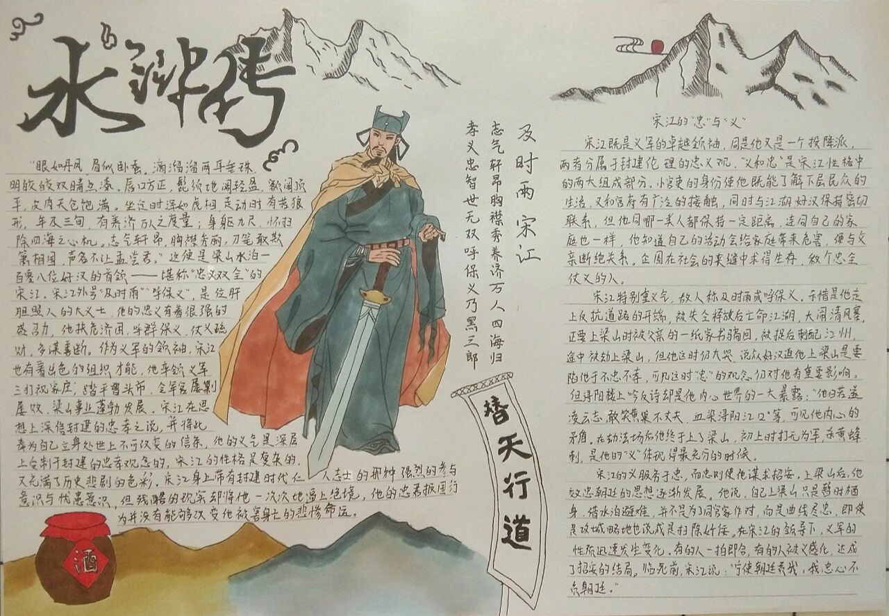 《水浒传》宋江的人物手抄报