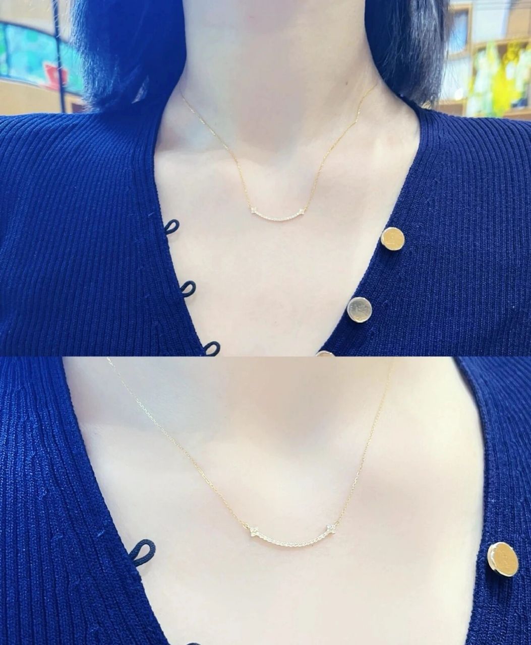 周大福17916系列微笑项链 周大福17916微笑光芒22k金与钻石默契协作勾