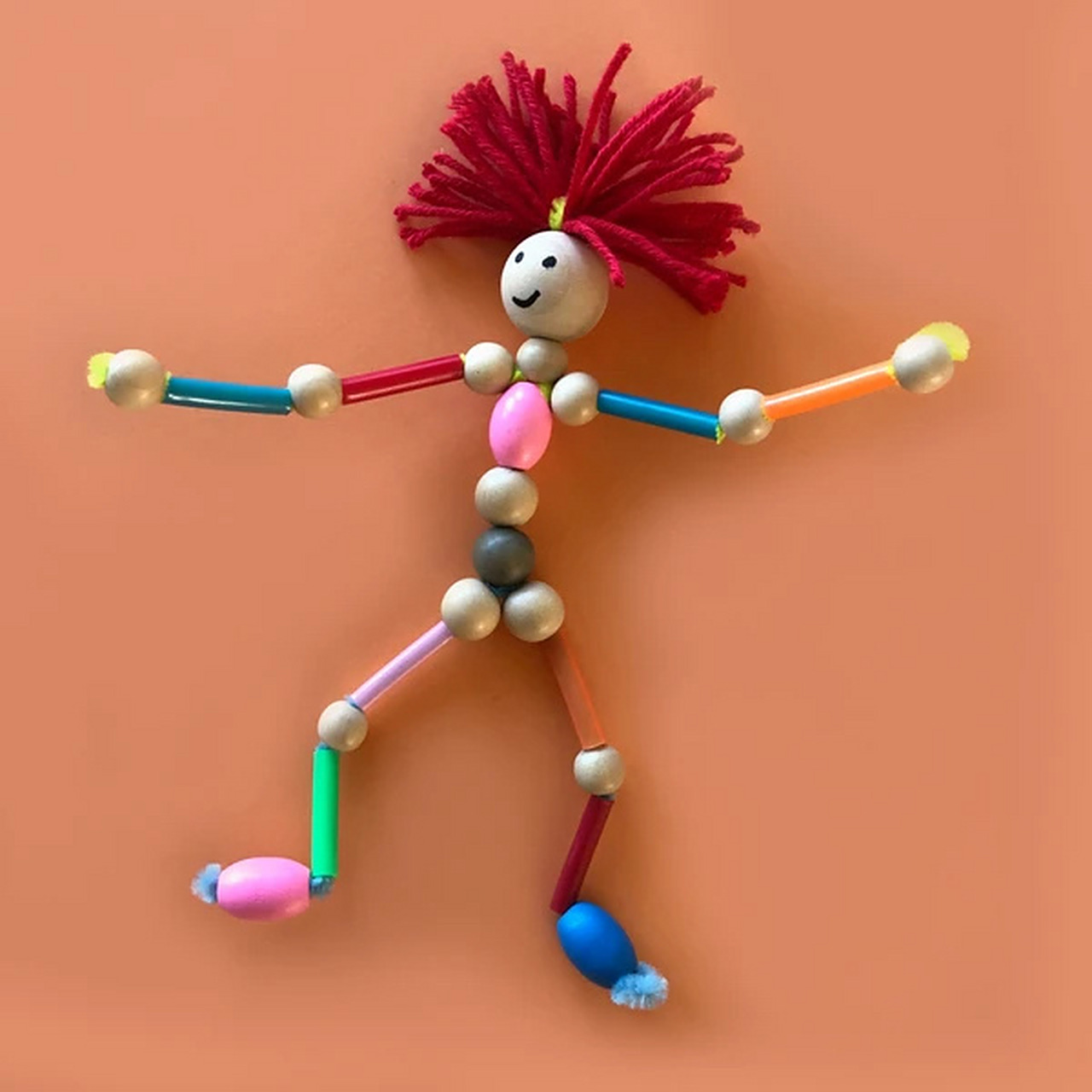 扭扭棒,毛线,珠子做的很酷的小人 亲子手工 #亲子手工diy