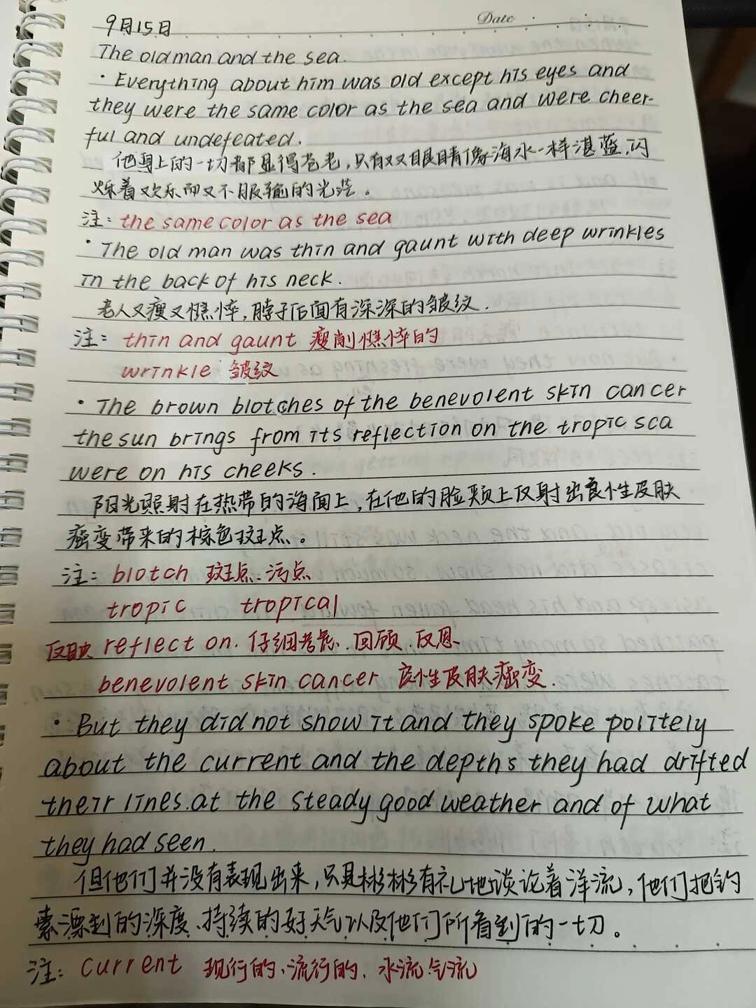 英语阅读笔记《老人与海》