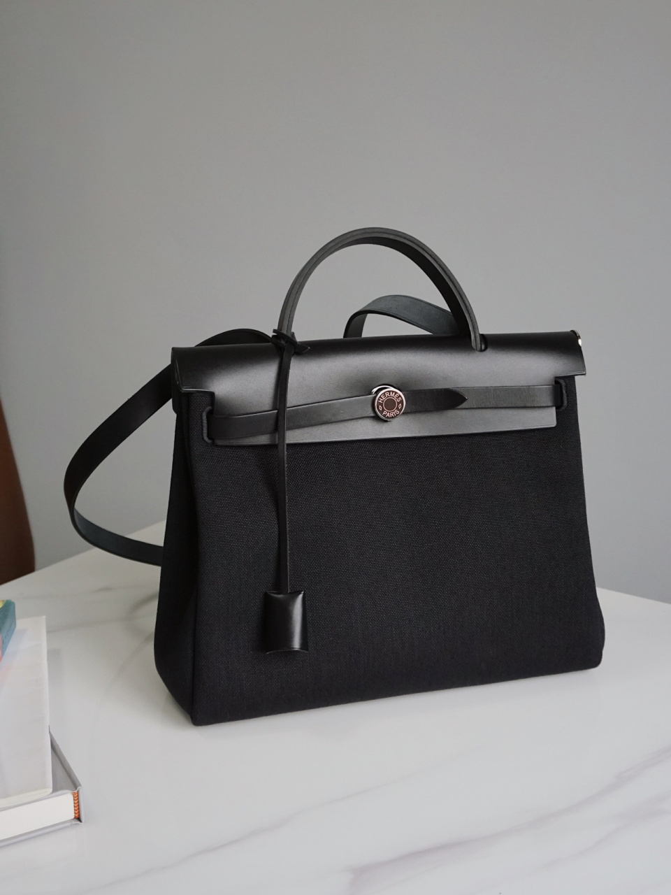 超帅通勤包 爱马仕herbag全黑 7815 某一天突然觉得herbag黑色好