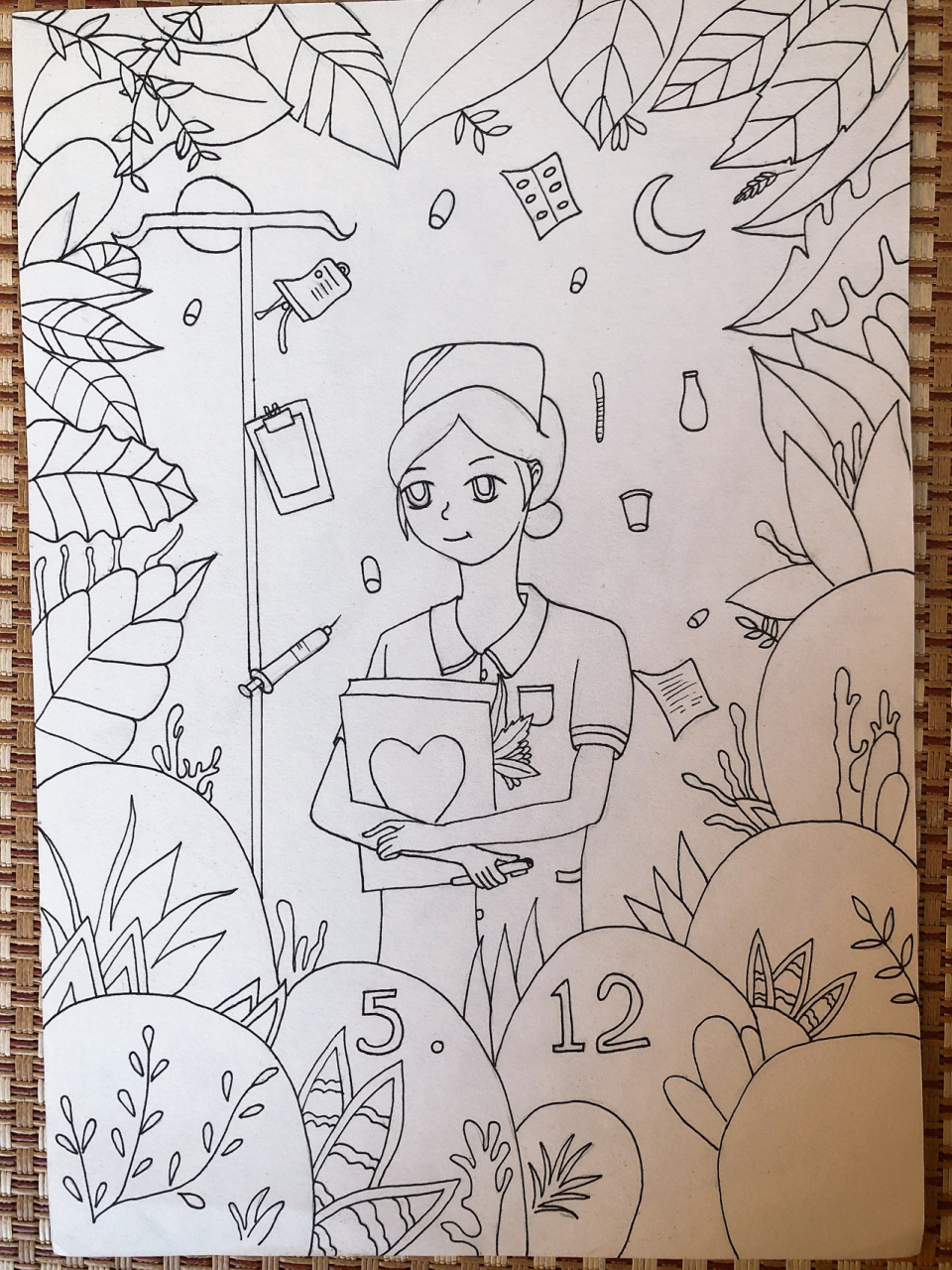 抗疫 护士节 混更两张画的儿童画吧 希望疫情赶快好转呀 临摹的奥