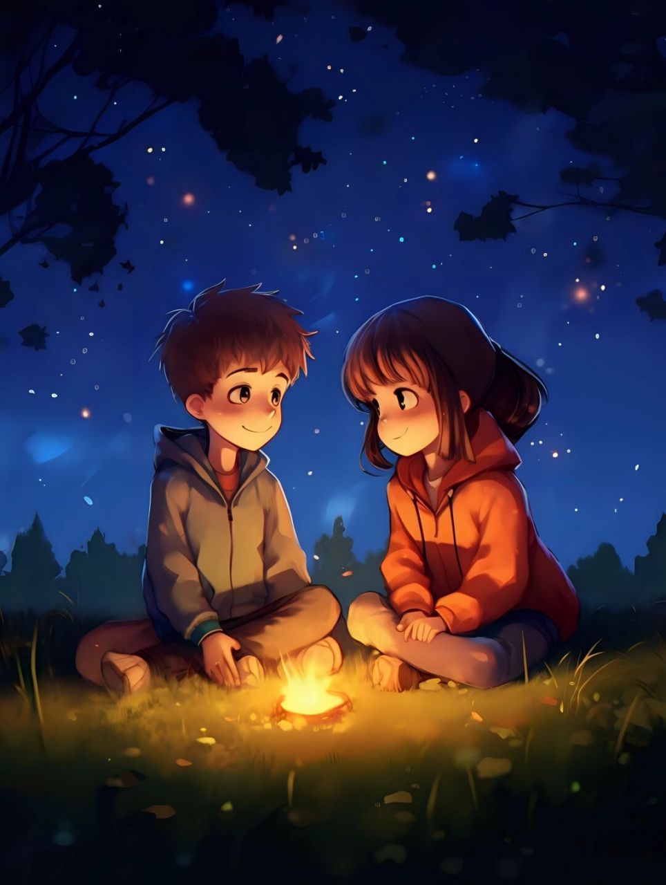 prompt:the little couple sat hand in hand in t