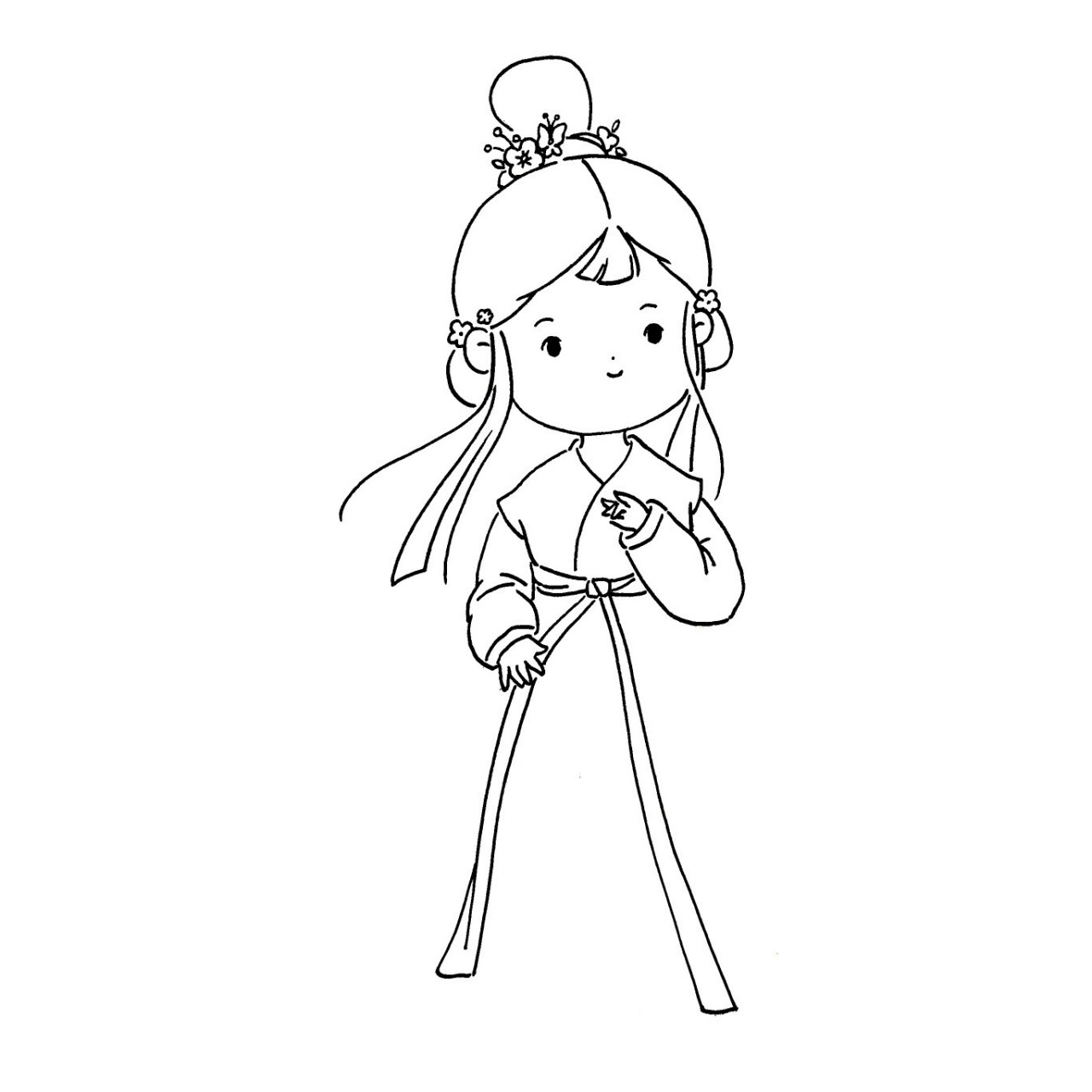 古风简笔画教程92|红衣少女 今日是个红衣少女 快来画一画吧