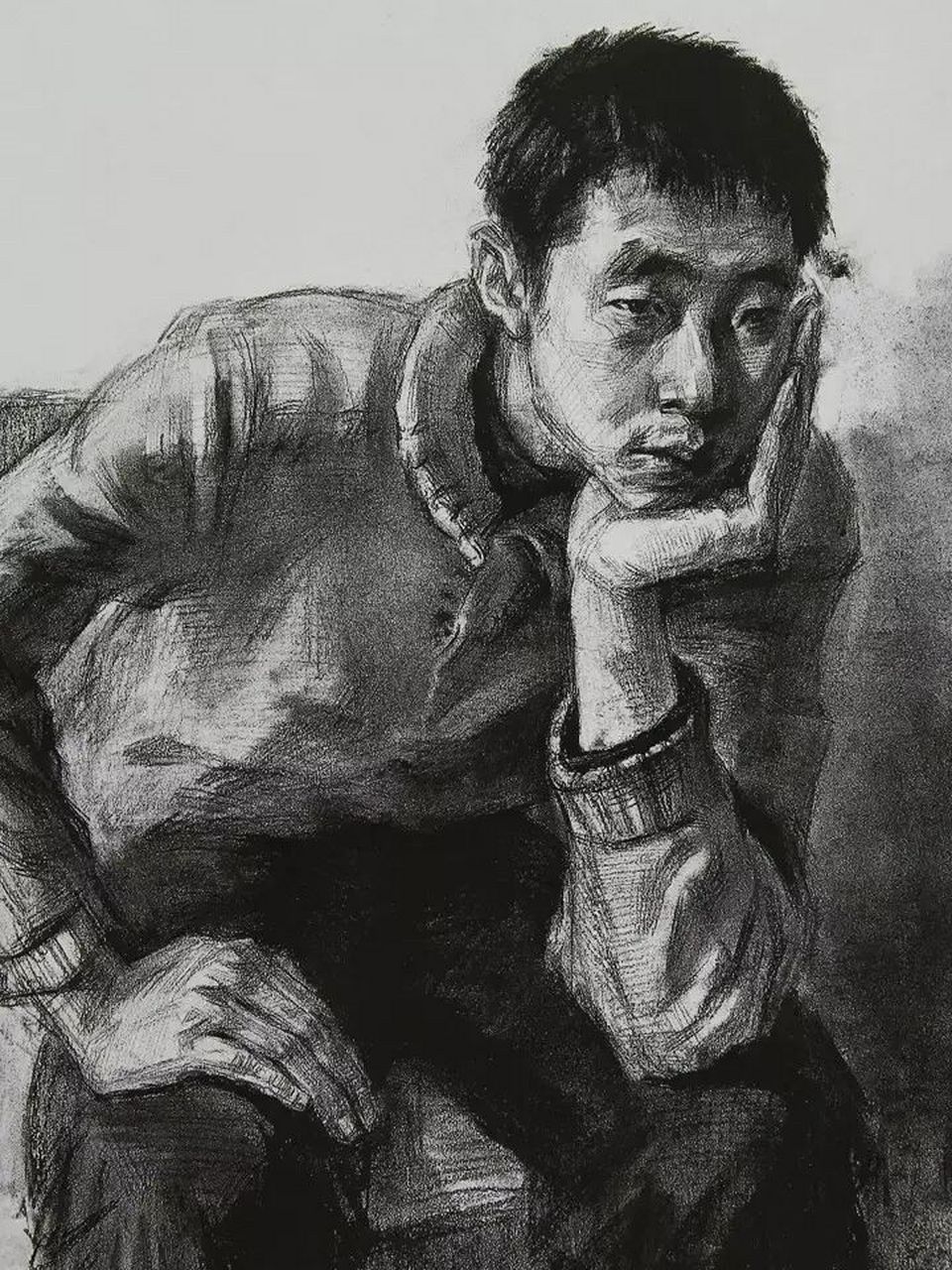 中央美院基础部素描半身像作品临摹97 #美术生# #素描# #临摹