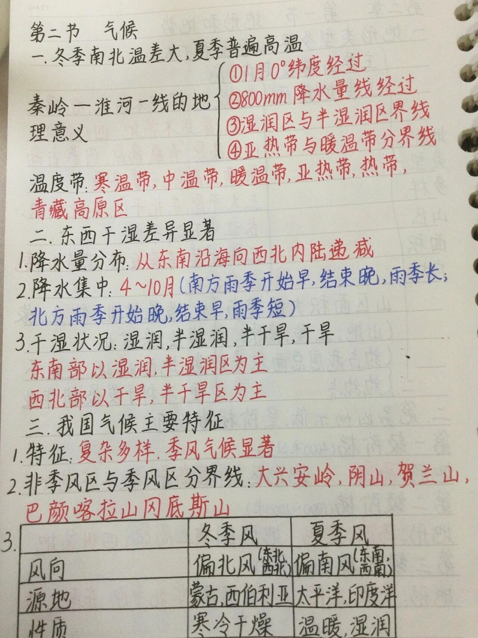 八年级上册地理第二章第二节笔记