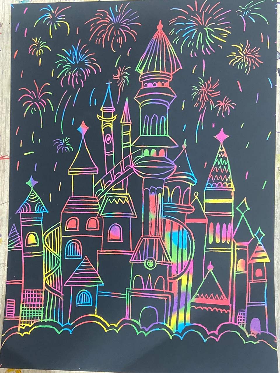 刮画作品烟花       刮画作品烟花