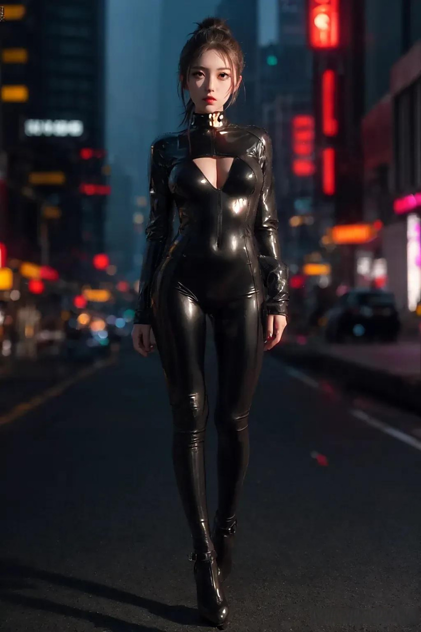 ai皮衣紧身少女