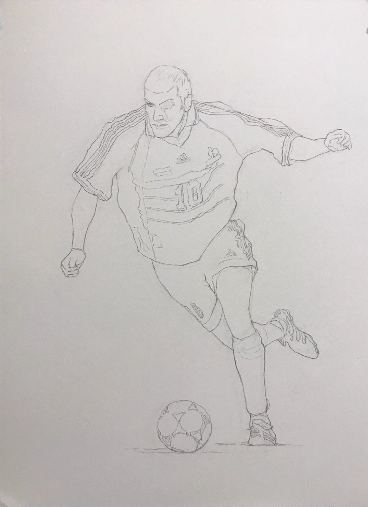 最爱98世界杯之齐达内彩铅画